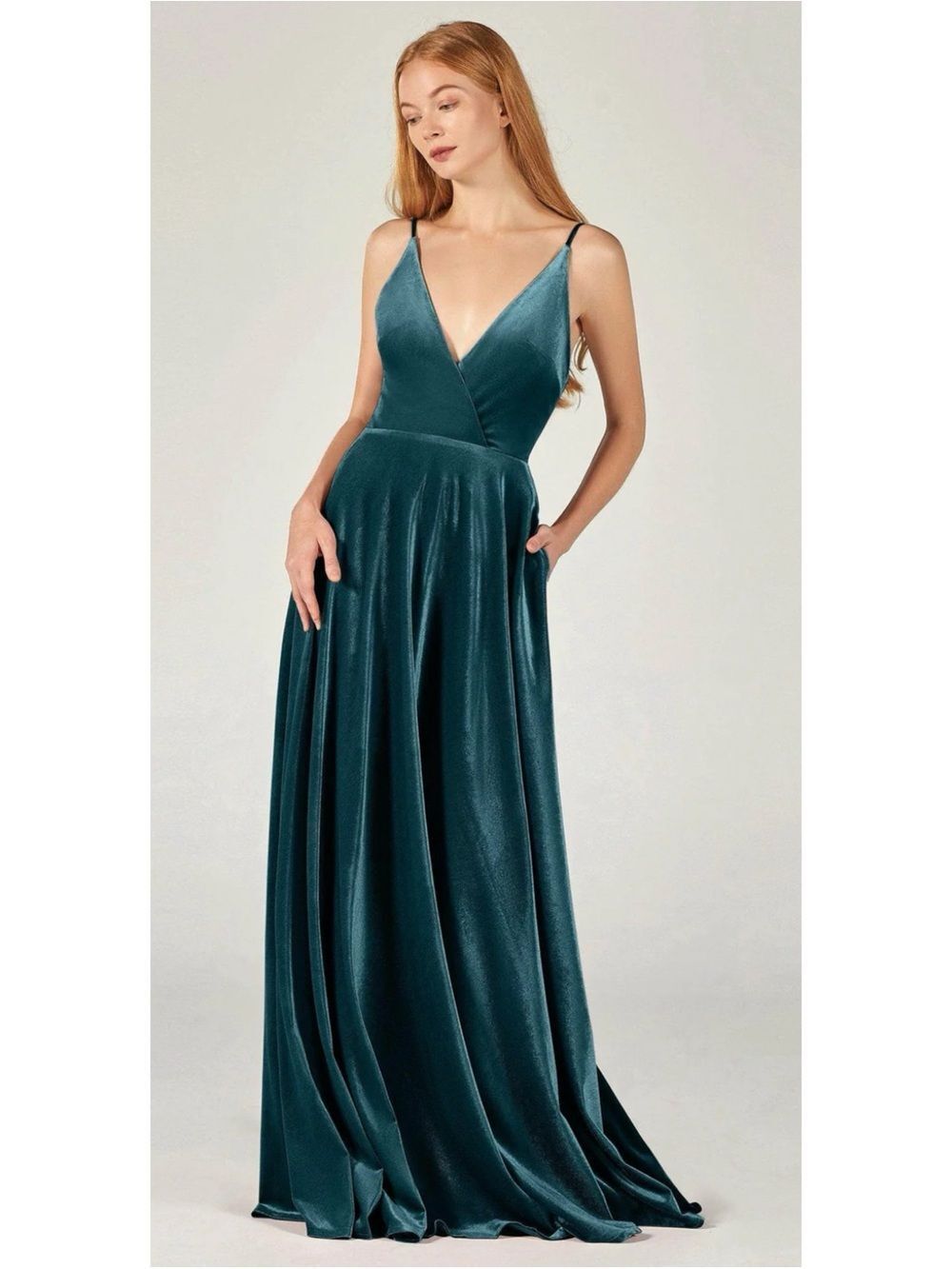 New Cocomelody A-Line Floor Length Velvet  Formal Dresse in Forest Green Size 10